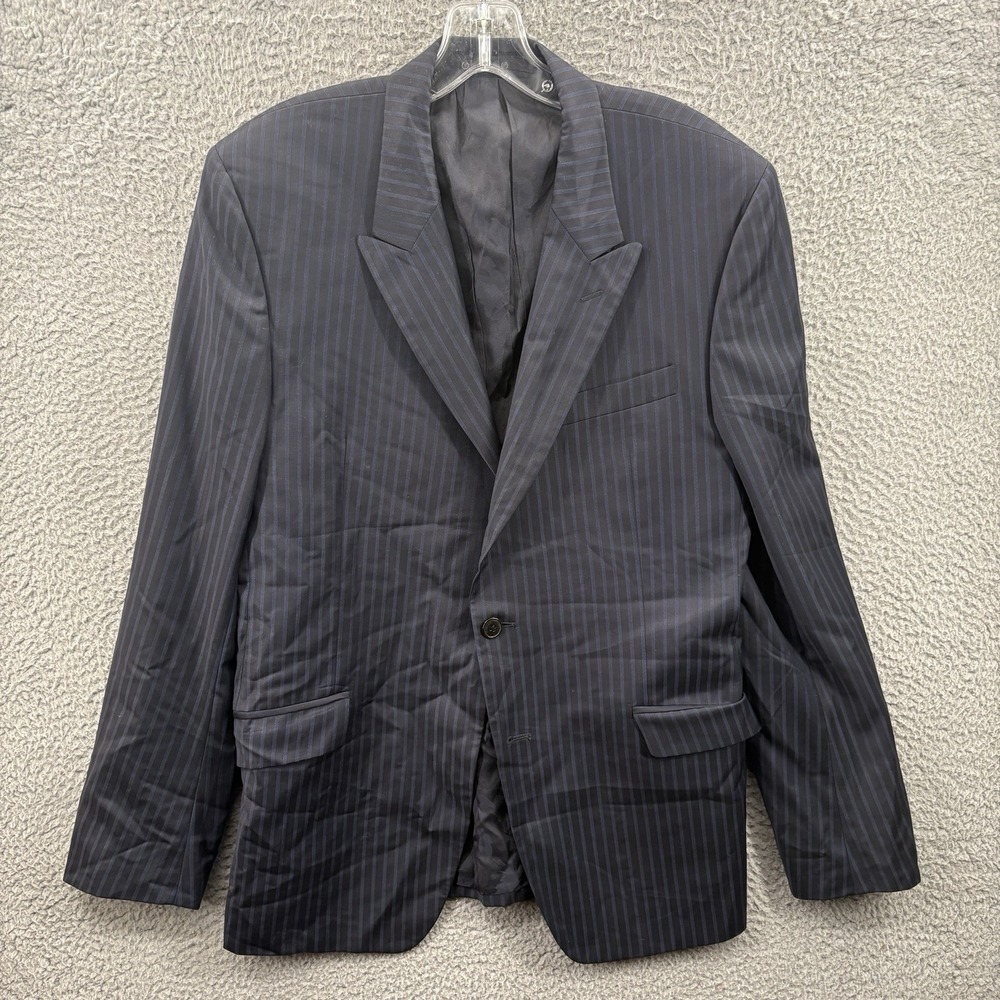 VERSACE Suit Navy Blue Pinstripe Wool Notch Lapel Italian Size 52  * - Picture 2 of 16